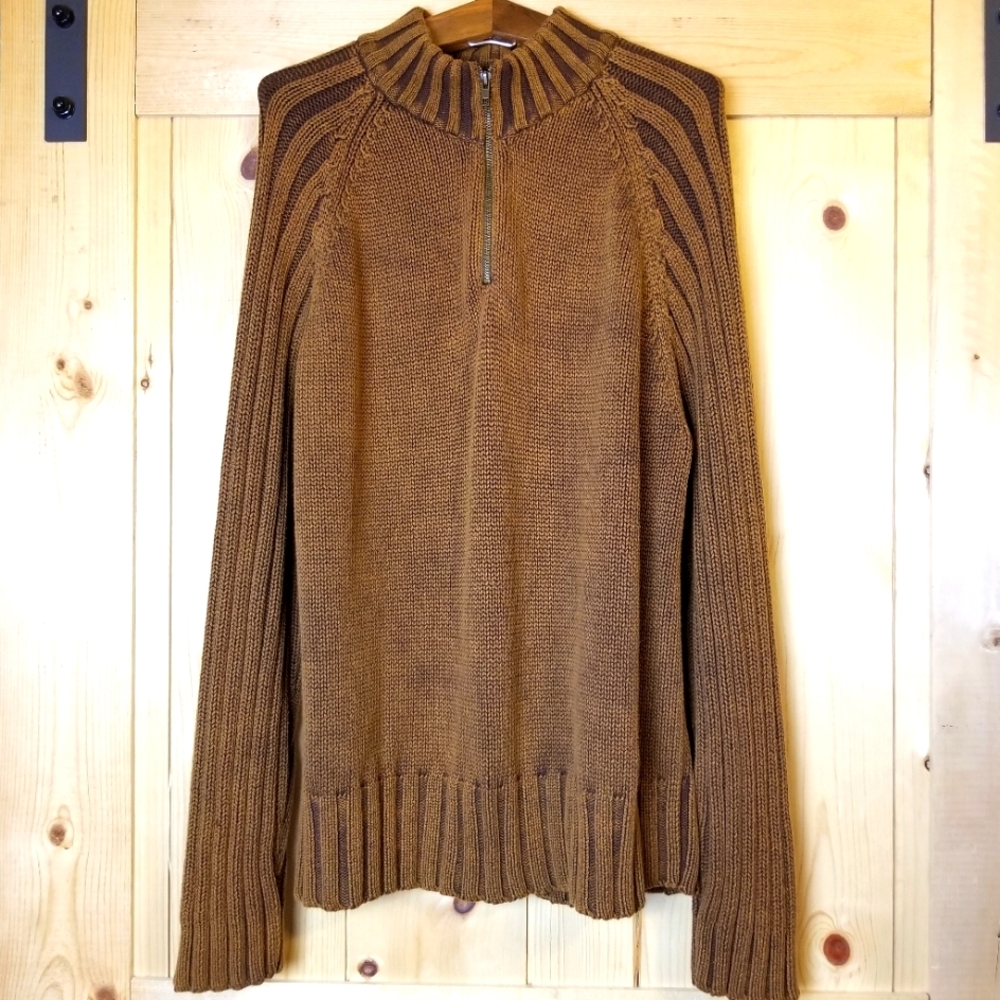 Ruff Hewn Cotton Quarter Zip Heavy Knit Sweater